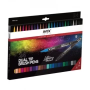 ARTIX DUAL TIP BRUSH PENS 24 KOLORY