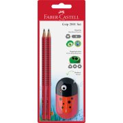 FABER CASTELL 2 ołówki grip + temperówka z gumką Animal