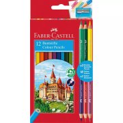 FABER CASTELL KREDKI 12 SZTUK, 18 KOLORÓW ZAMEK + TEMPERÓWKA