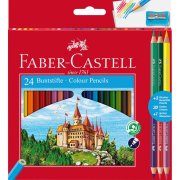 FABER CASTELL KREDKI 24 SZTUKI, 30 KOLORÓW TRÓJKĄTNE ECO + TEMPERÓWKA