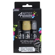 PEBEO 4 ARTIST MARKER SET 3X8MM METAL CZARNY/ZŁOTY/SREBRNY